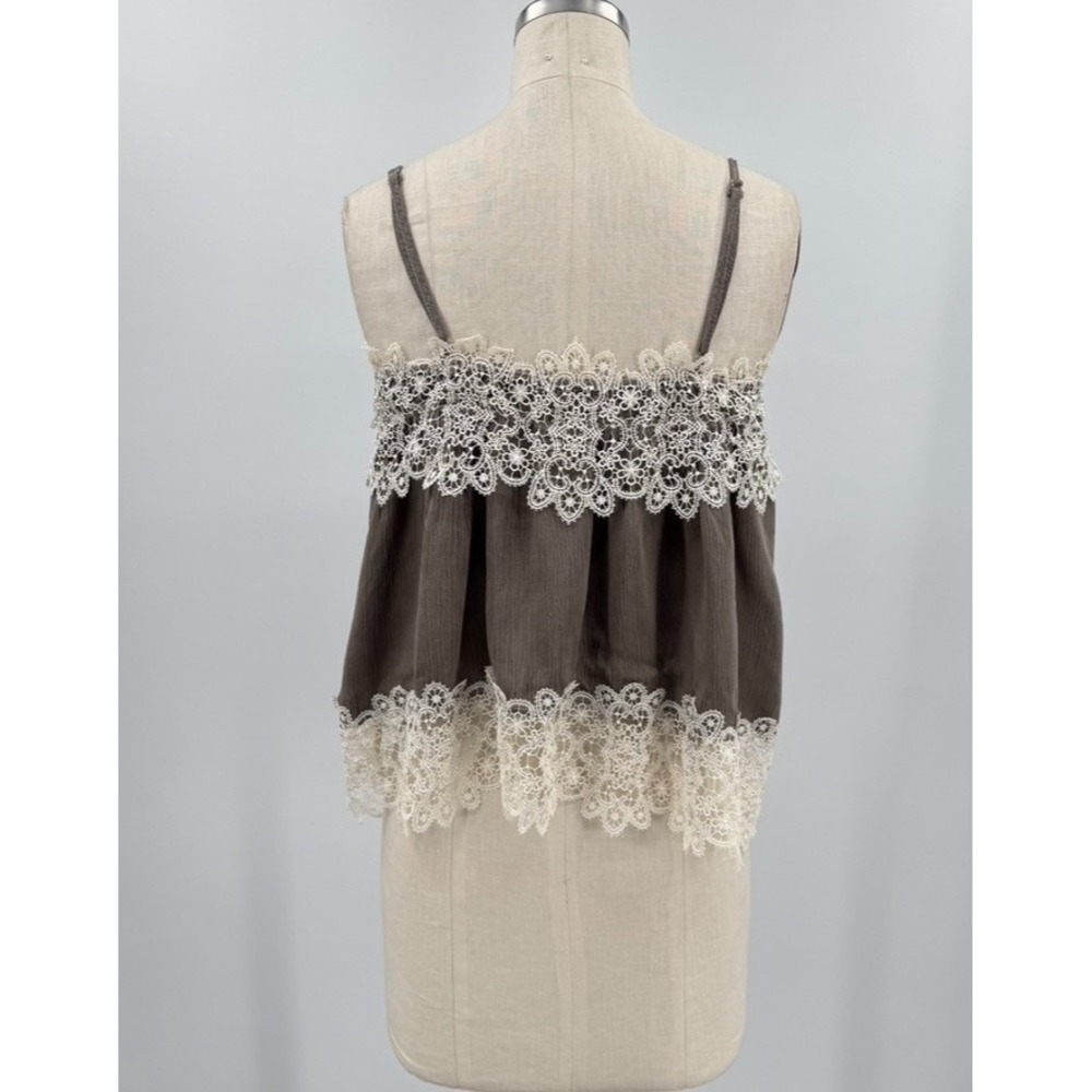 Zara Woman Cupro Lace Cami Top S Taupe Ivory Babydoll Y2K Lingerie Boho - Picture 5 of 10